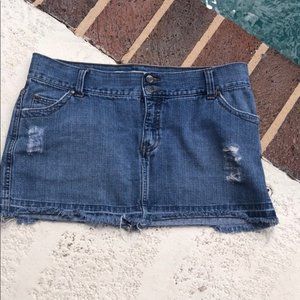 Mossimo denim mini skirt with distressing